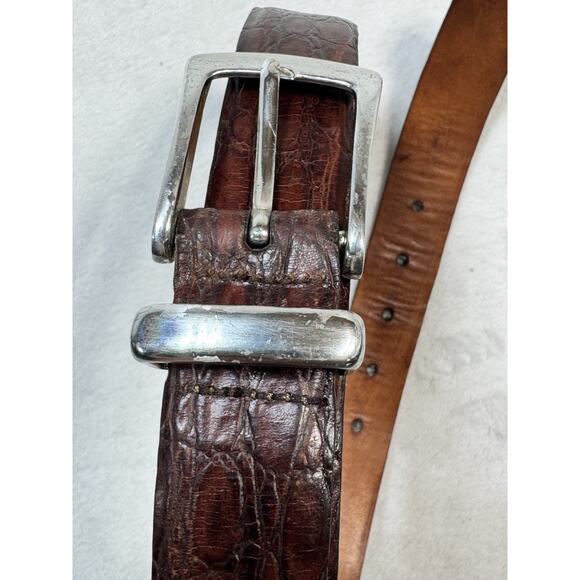 Martin Dingman Cordovan Crocodile Grained Italian Calfskin Leather Belt Size 40 - Picture 2 of 9
